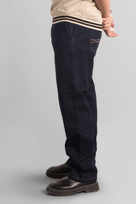 Mens Black Elasticated Waist Straight fit Jeans