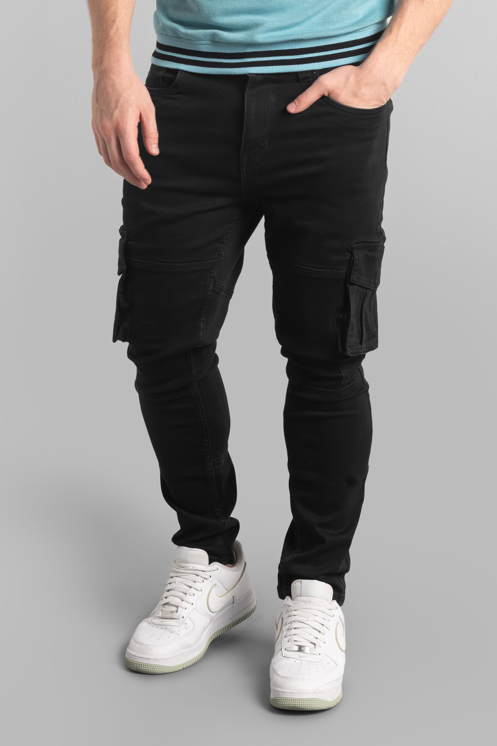 Mens Skinny Fit Cargo Jeans