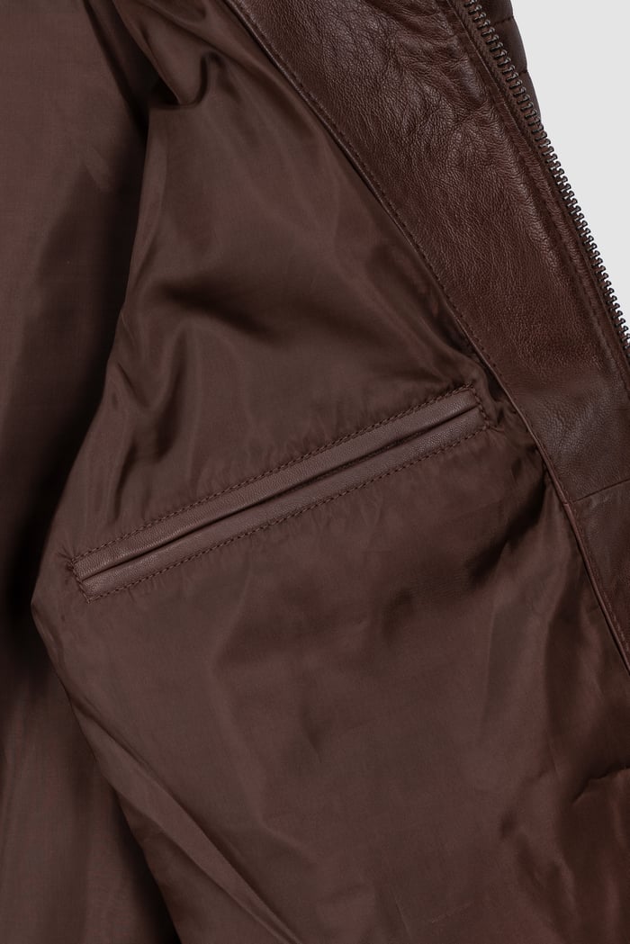 Smart Zip-Up Genuine Leather Biker Jacket