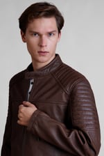 Smart Zip-Up Genuine Leather Biker Jacket