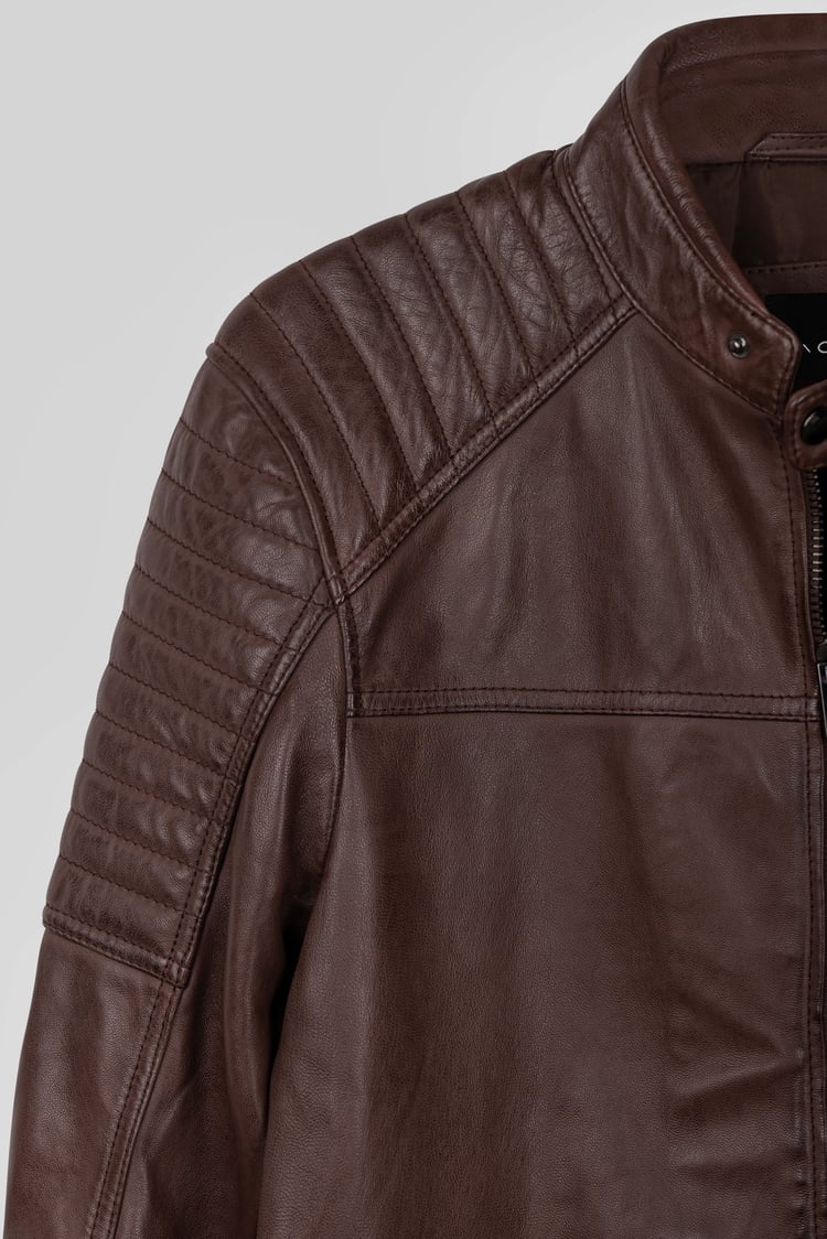 Smart Zip-Up Genuine Leather Biker Jacket
