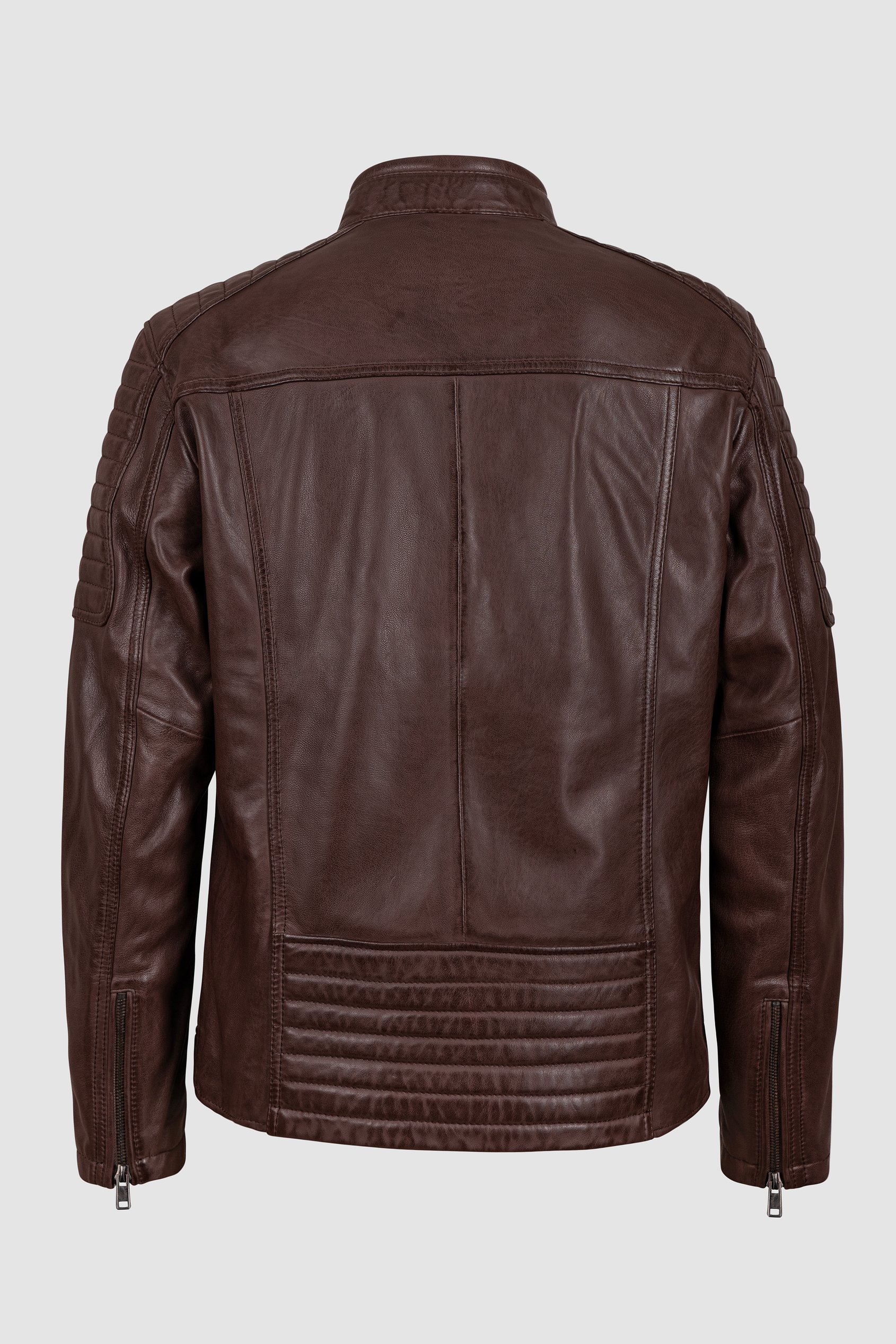 Smart Zip-Up Genuine Leather Biker Jacket