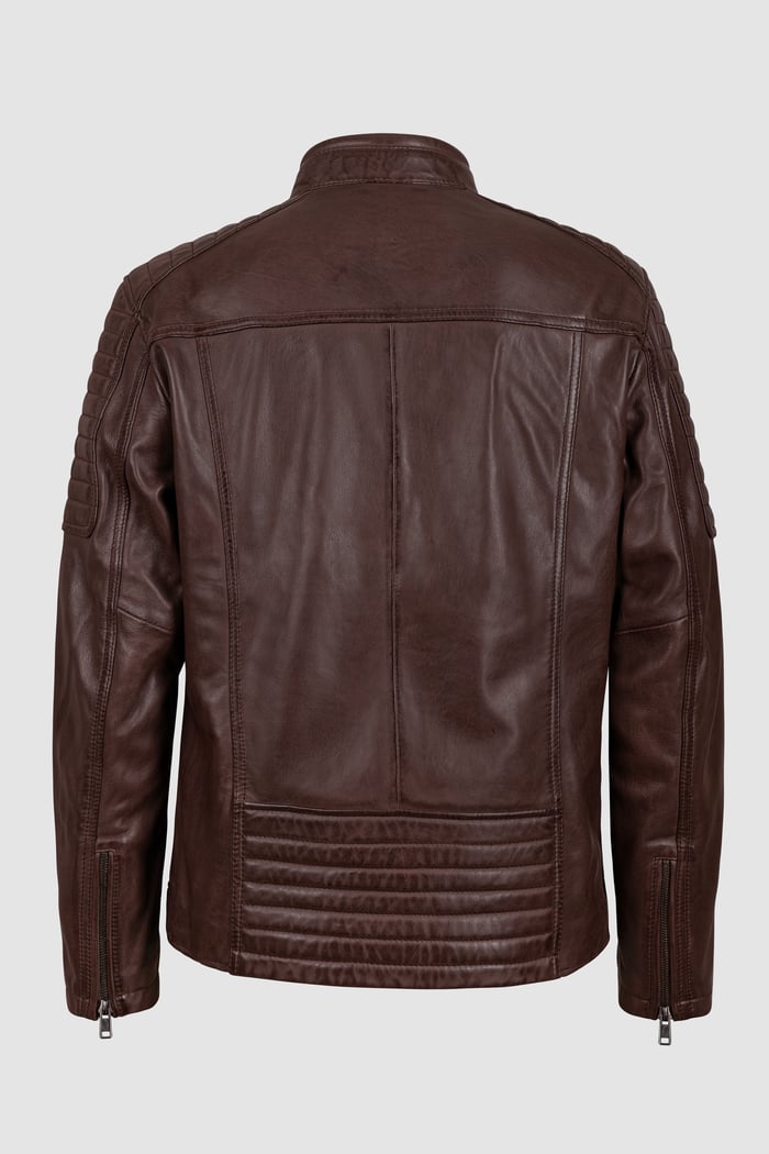 Smart Zip-Up Genuine Leather Biker Jacket