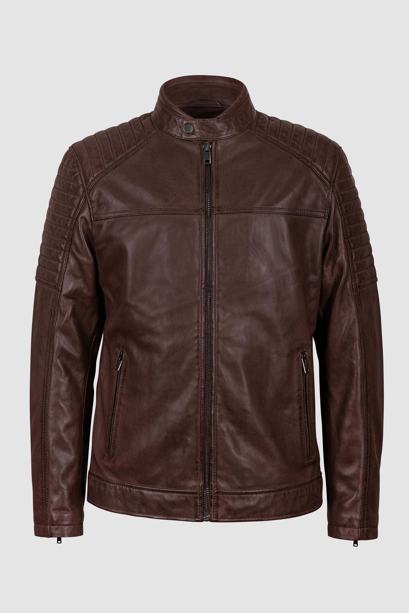 Smart Zip-Up Genuine Leather Biker Jacket Smart Zip-Up Genuine Leather Biker Jacket