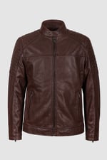 Smart Zip-Up Genuine Leather Biker Jacket