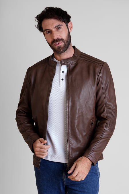 Mens Brown Premium Biker Leather Jacket
