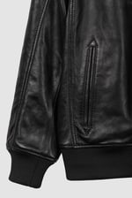 Mens Detachable Borg Collar Genuine Leather Jacket