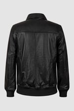 Mens Detachable Borg Collar Genuine Leather Jacket