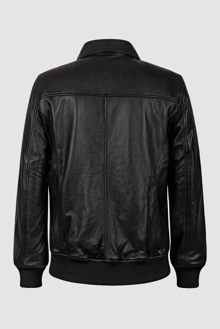 Mens Detachable Borg Collar Genuine Leather Jacket