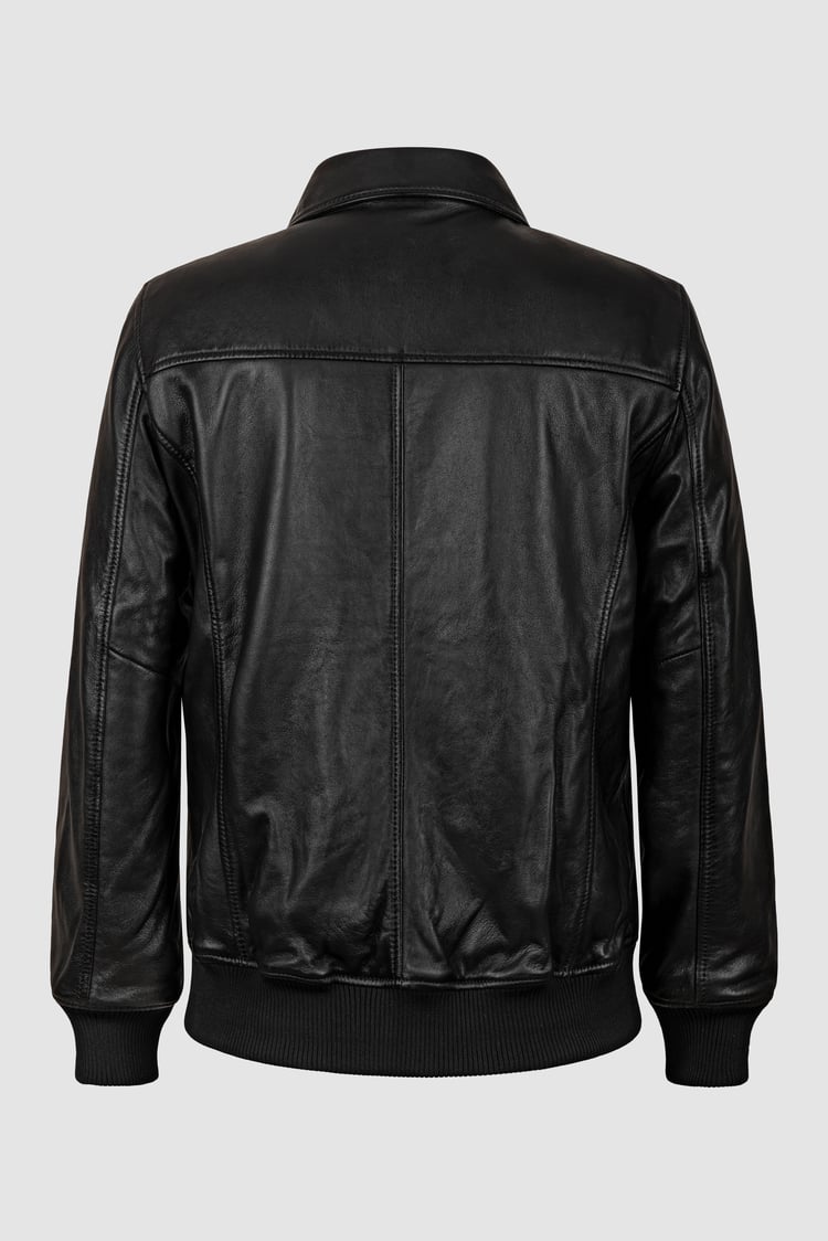 Mens Detachable Borg Collar Genuine Leather Jacket