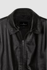 Mens Detachable Borg Collar Genuine Leather Jacket