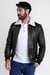 Mens Detachable Borg Collar Genuine Leather Jacket