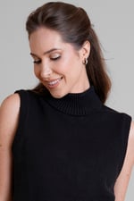 Sleeveless Roll Neck Knit Vest