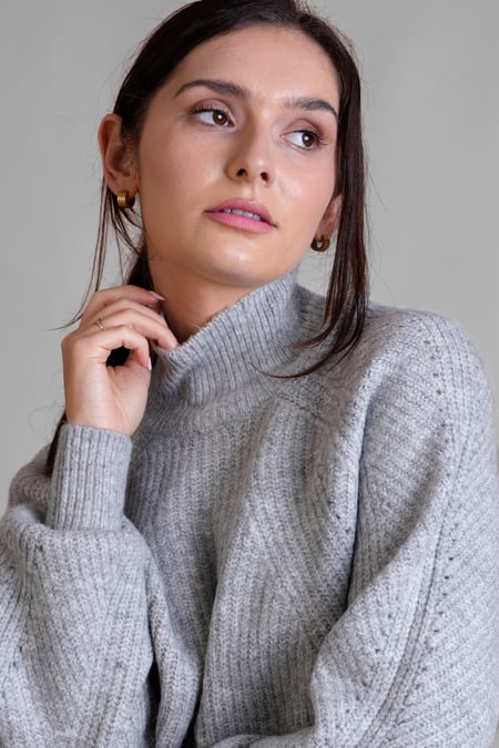 Womens Grey Funnel Neck Jumper