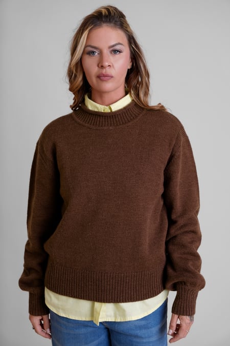 Womens Dark Brown Crew Neck Jumper