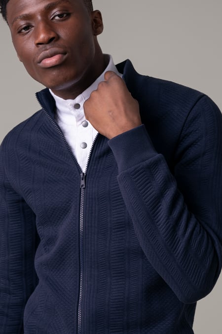 Mens Navy Premium Texture Jersey Jacket