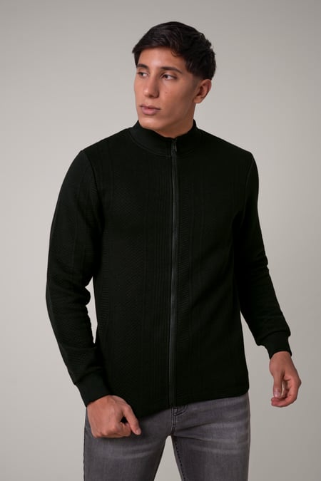 Mens Black Premium Texture Jersey Jacket