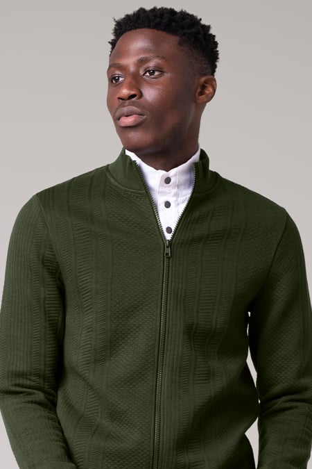 Mens Green Premium Texture Jersey Jacket