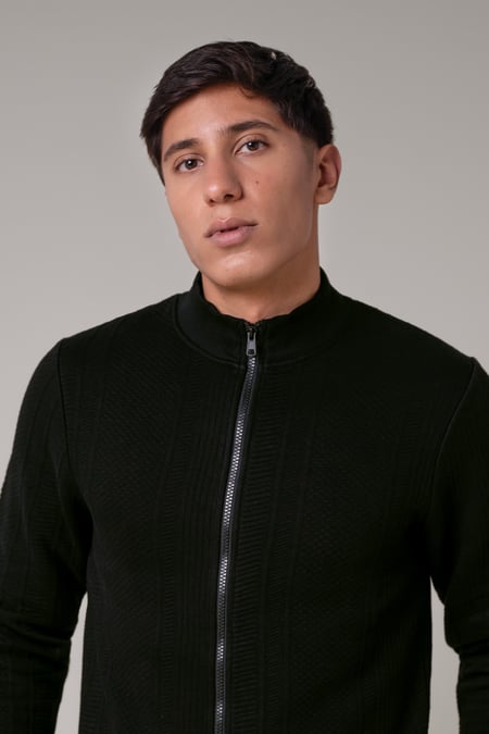 Mens Black Premium Texture Jersey Jacket