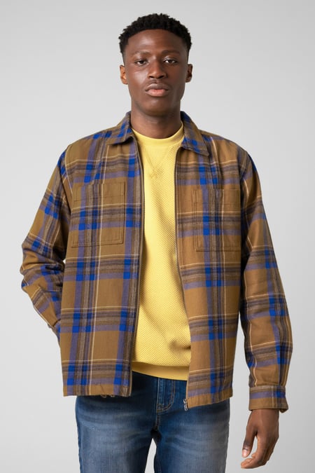 Blue Yarn Dyed Flannel Shacket