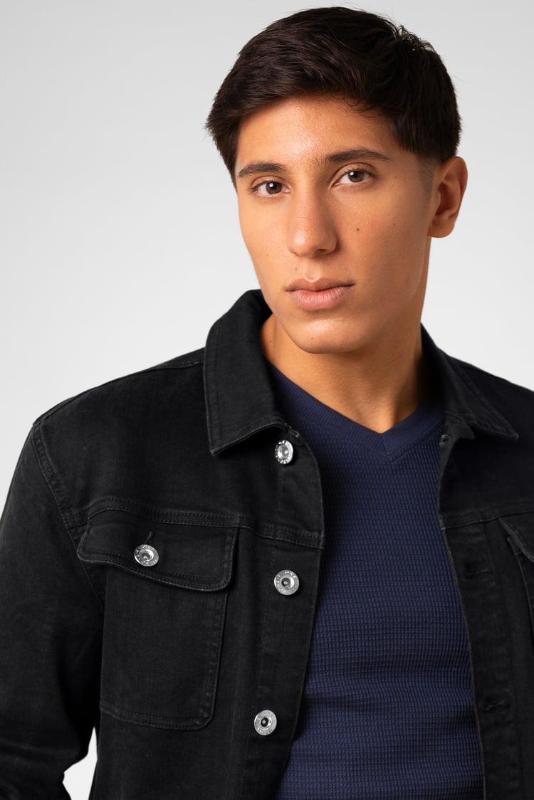 Men's Washed Black Denim Jacket