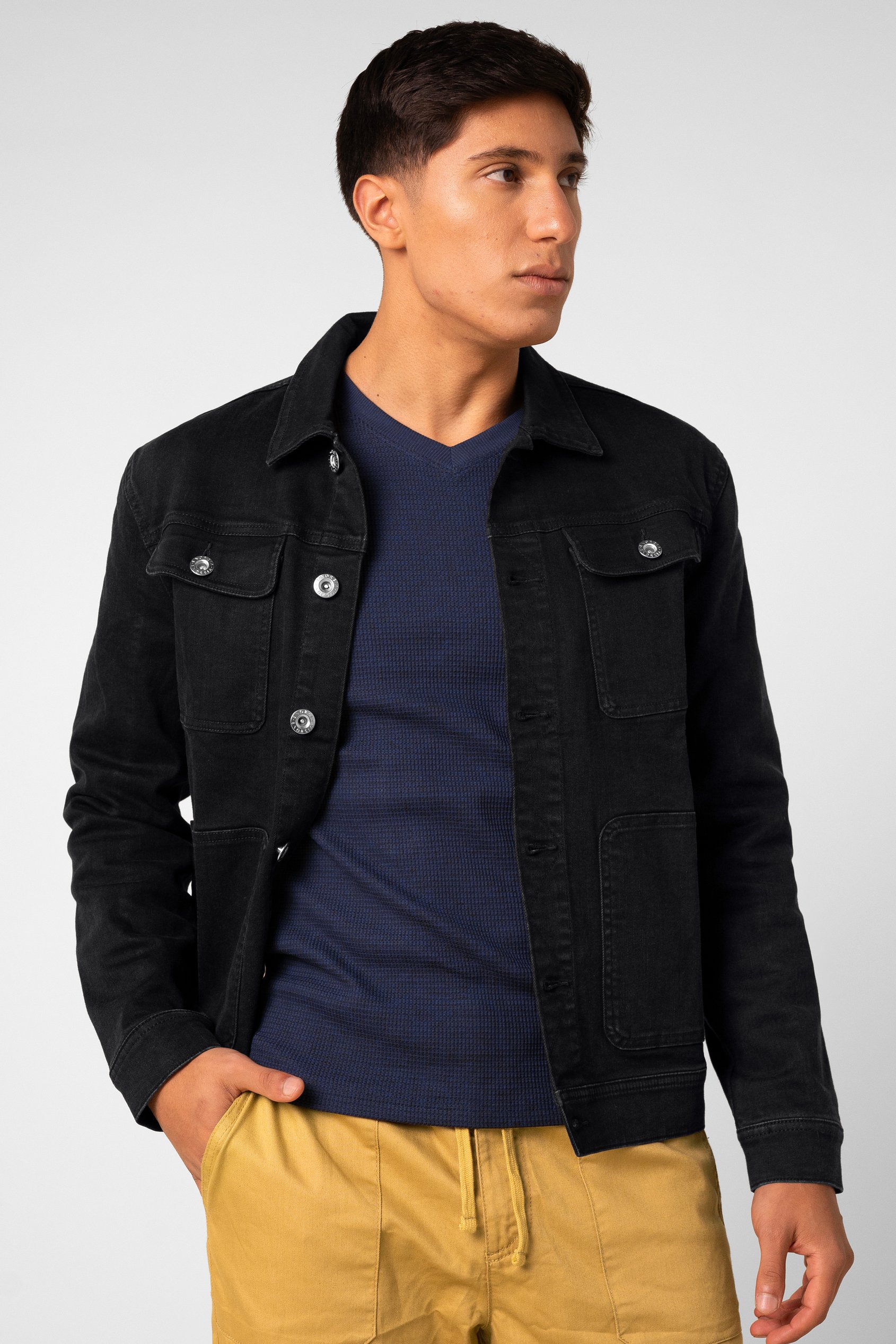 Mens Washed Black Denim Jacket