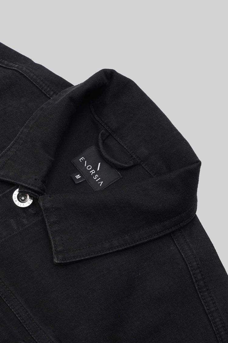 Mens Washed Black Denim Jacket