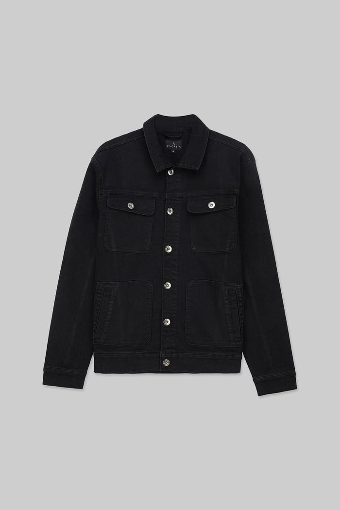 Mens Washed Black Denim Jacket