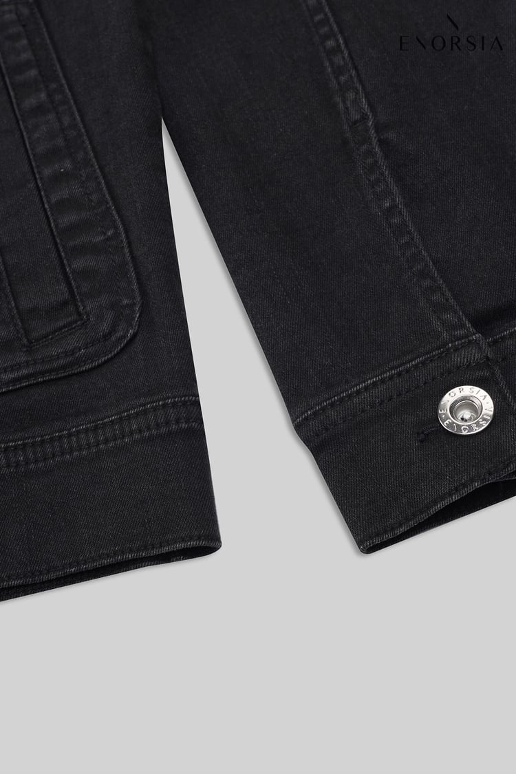 Mens Washed Black Denim Jacket