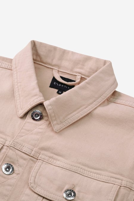 Mens Cream Regular Fit Over Dye Denim Jacket