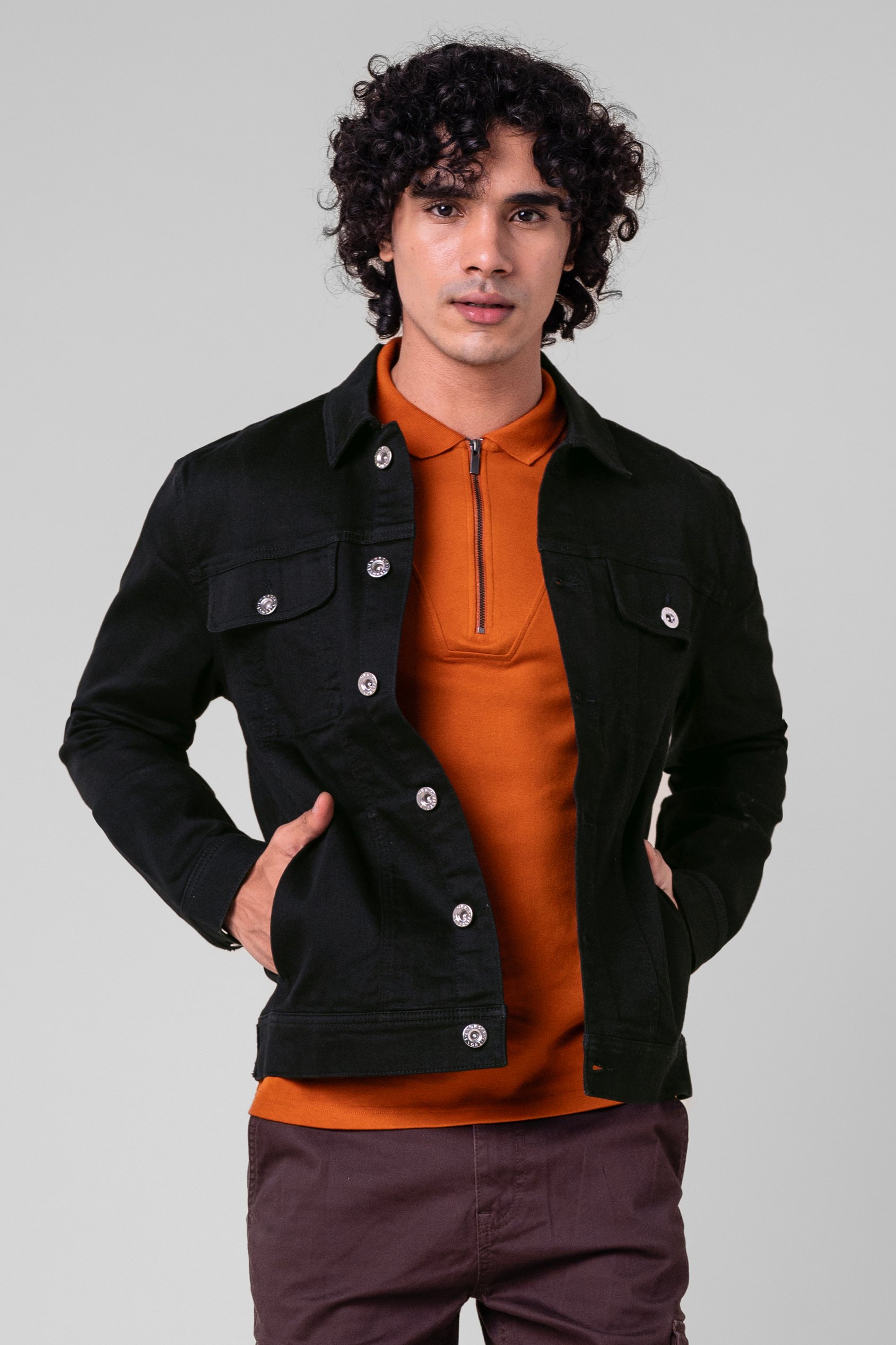 Mens Regular Fit Black Denim Jacket
