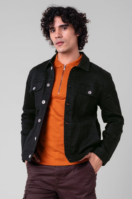 Men's Regular Fit Black Denim Jacket