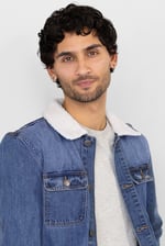 Borg Collar Cotton Denim Tucker Jacket