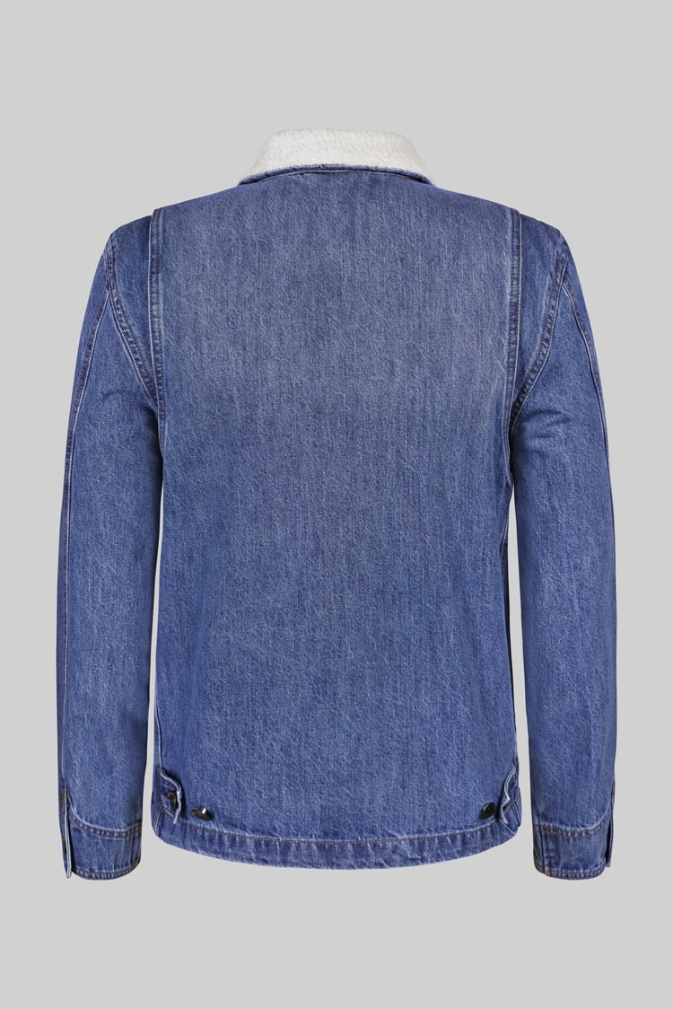 Men's Borg Collar Denim Trucker Jacket