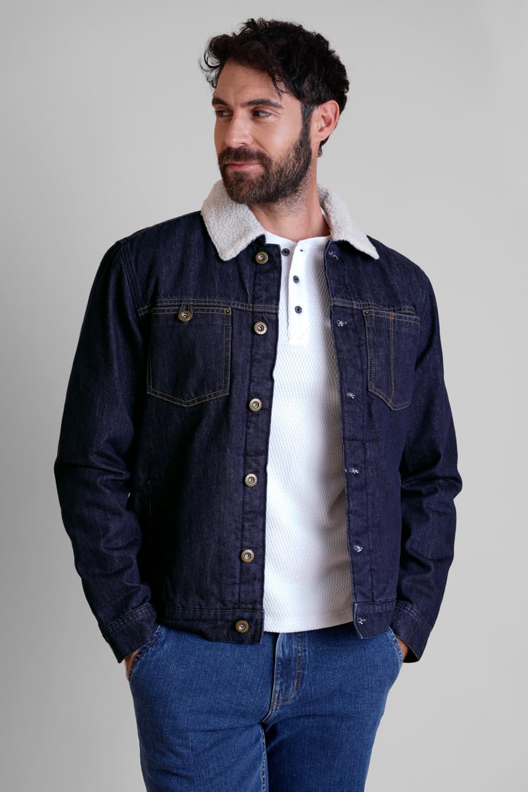 Men's Borg Lined 100% Cotton Denim Jacket