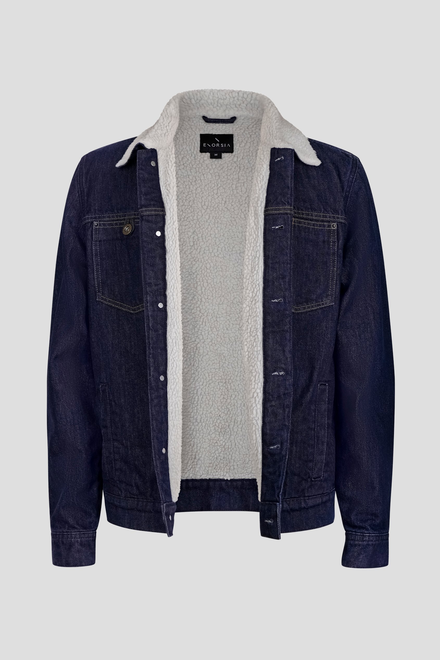 Men's Borg Lined 100% Cotton Denim Jacket