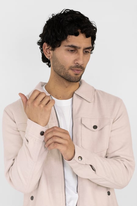 Men's Beige Viscose Blend Soft Lined Jacket