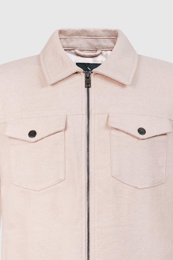 Ecru Cream Viscose Blend Lined Jacket