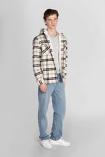 Check Hooded Borg Lined Shacket