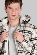 Check Hooded Borg Lined Shacket