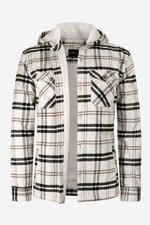Ecru Check Hooded Borg Lined Shacket