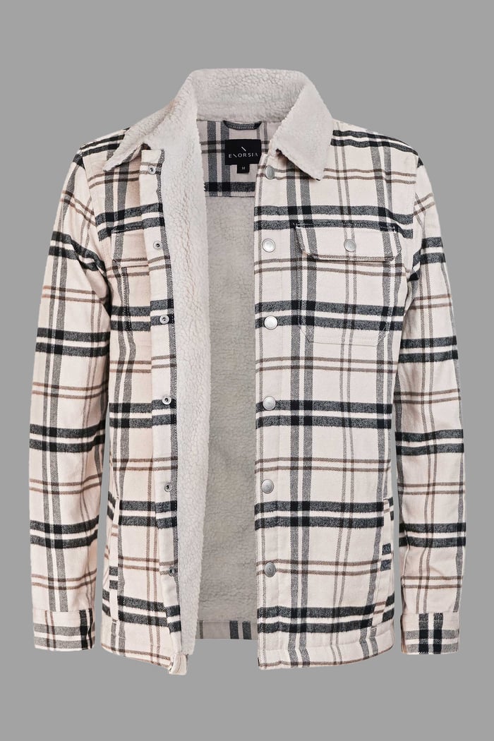 Tartan Check Borg Lined Cotton Shacket