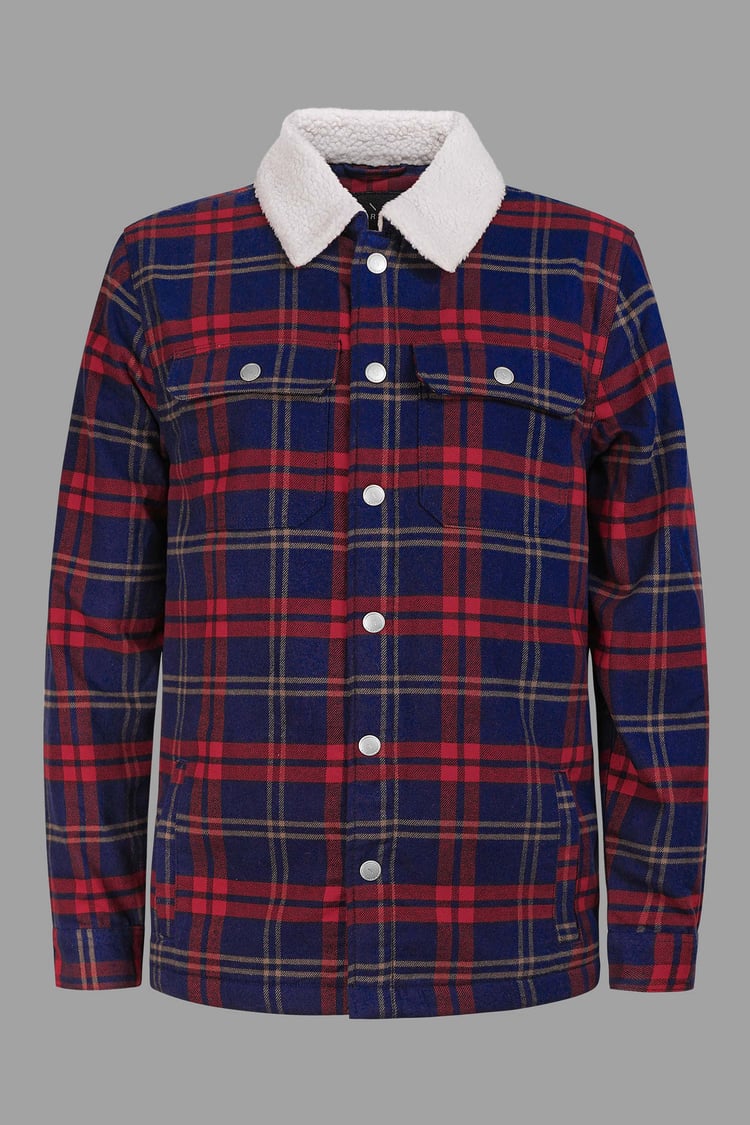 Tartan Check Borg Lined Cotton Shacket