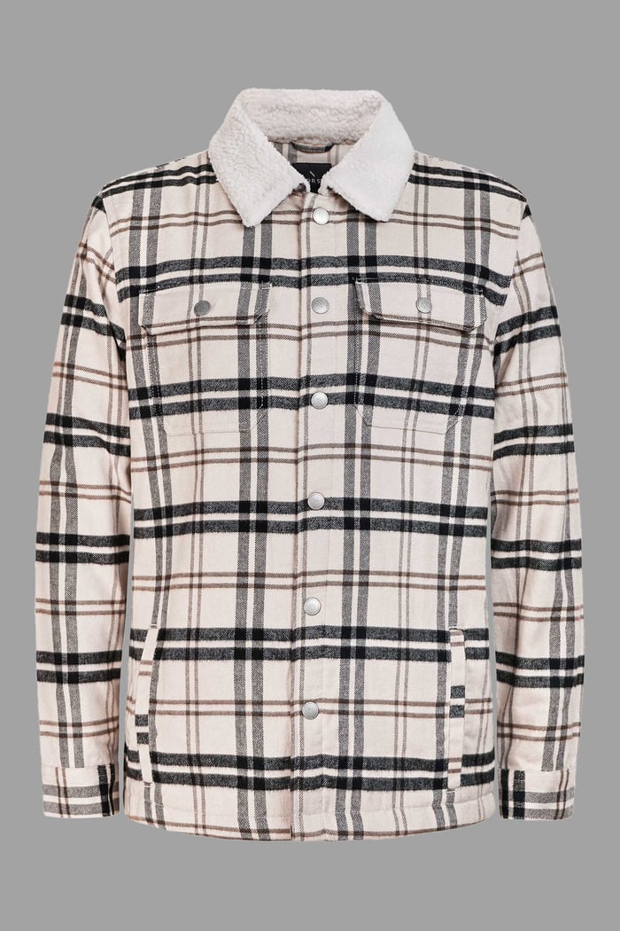 Tartan Check Borg Lined Cotton Shacket