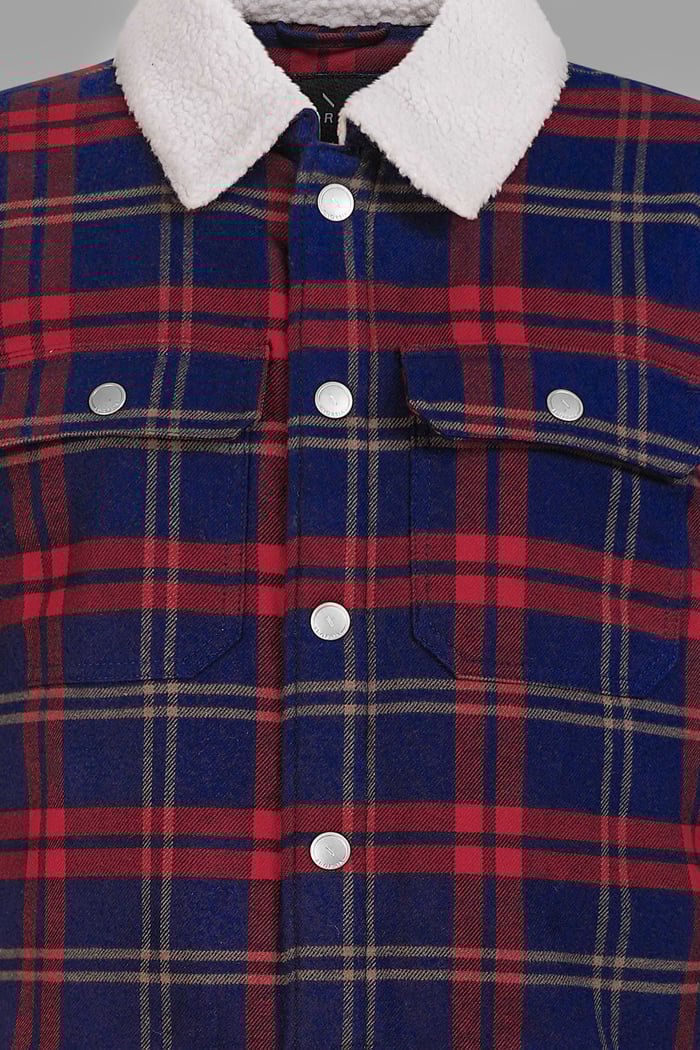 Tartan Check Borg Lined Cotton Shacket