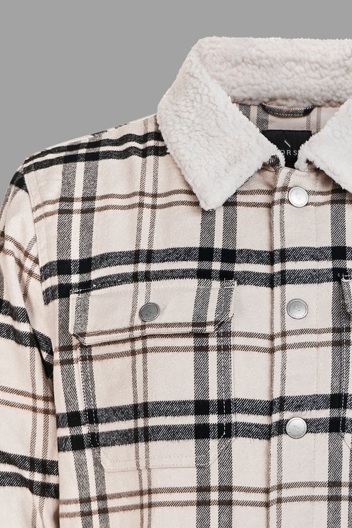 Tartan Check Borg Lined Cotton Shacket