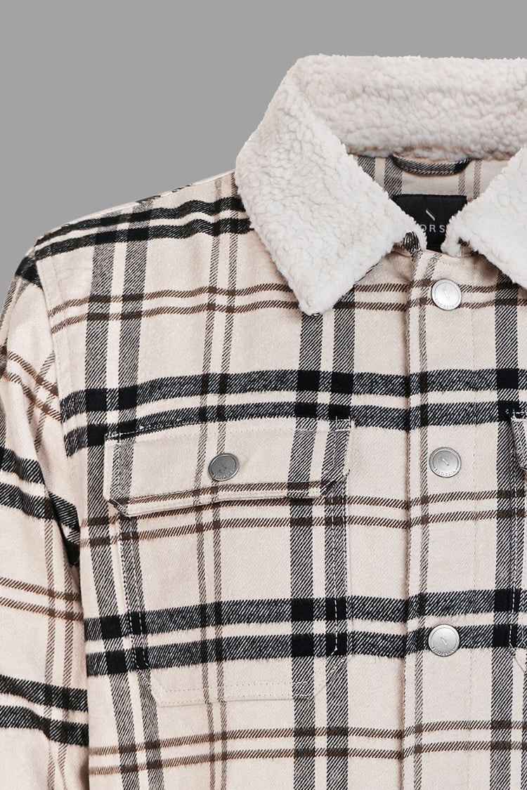Tartan Check Borg Lined Cotton Shacket