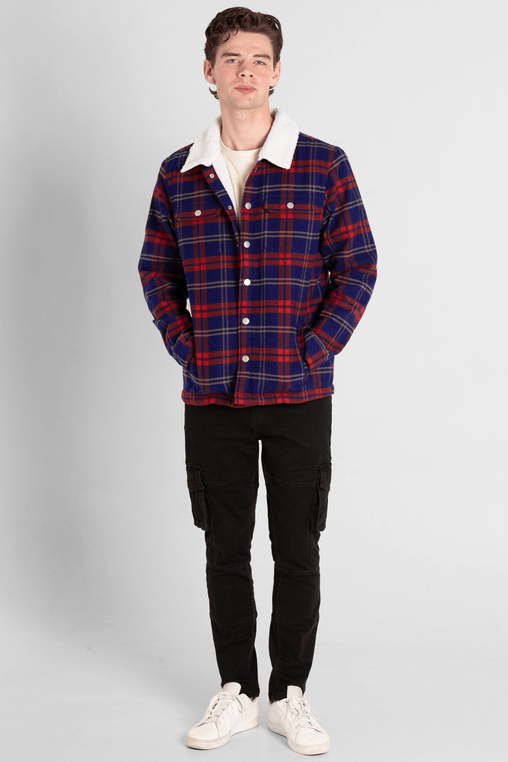 Tartan Check Borg Lined Cotton Shacket
