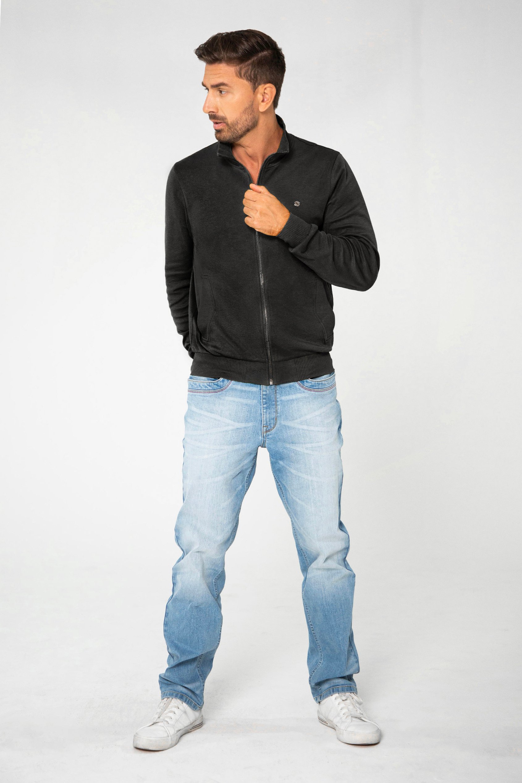 Funnel Neck Zip Through Sweatshirt