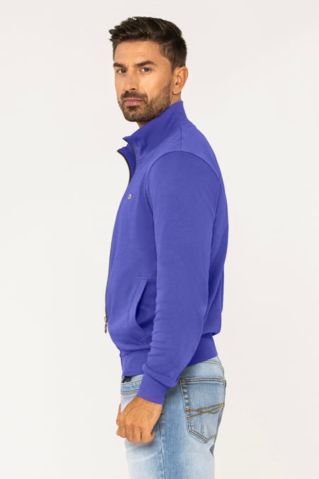 Blue Funnel Neck Zip Through Sweatshirt